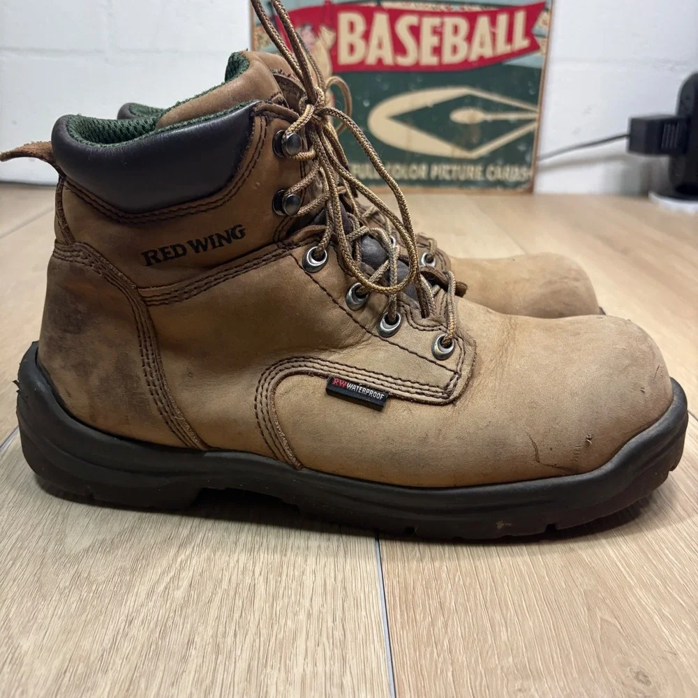 Red Wing King Toe 2240 Mens 9.5 E2 Waterproof Safety Toe Work Boots Tan Leather